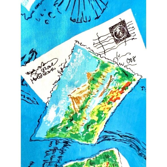 Vintage CLIO Hawaiian Blue Shirt Silk Medium - Picture 8 of 10